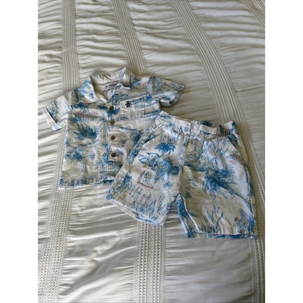 Penguin 18 Months Cotton Beach Wear Outfit Shirt Shorts Boy Baby Toddler Minding